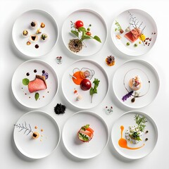 Plating of a Gourmet Tasting Menu Highlighting Refined Flavor Profiles