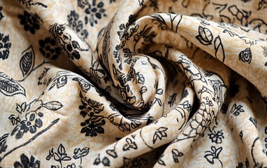 Poster - Background Showcasing Indian Block-Printed Cotton Fabric with Intricate Floral Patterns