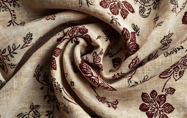Poster - Background Showcasing Indian Block-Printed Cotton Fabric with Intricate Floral Patterns