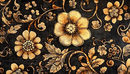 Poster - Background Featuring Indonesian Batik with Intricate Floral Patterns in Earthy Tones