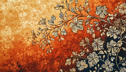 Poster - Background Featuring Indonesian Batik with Intricate Floral Patterns in Earthy Tones