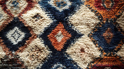 Poster - Background Featuring Moroccan Berber Rug with Earthy Tones and Geometric Patterns