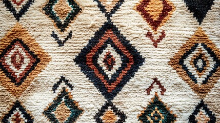 Poster - Background Featuring Moroccan Berber Rug with Earthy Tones and Geometric Patterns