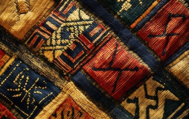 Poster - Background Showcasing African Kuba Cloth from Congo with Intricate Patterns