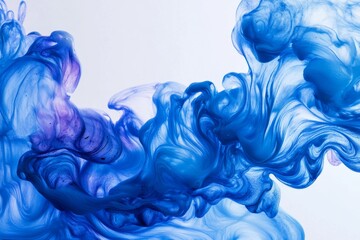 Poster - The vivid electric blue paint creates swirling cloudlike patterns, displaying a mesmerizing flow and blending of colors in an elevated perspective