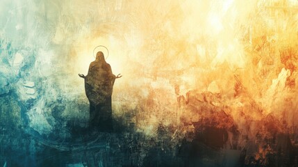 Aufkleber - Soft abstract background with religious icons subtly embedded, creating a calming and unifying visual experience