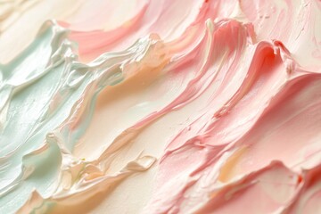Poster - Soft pink and pastel hues swirl together in textured layers, creating an abstract composition that invites contemplation and appreciation