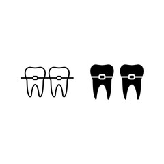 Poster - Braces icon set, Stomatology Dental care color editable