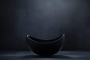 Poster - This striking black bowl captures attention with its smooth curves and simplicity, contrasting beautifully against a dark charcoal backdrop