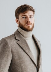 Wall Mural - A man in a suit and a white sweater with a beard