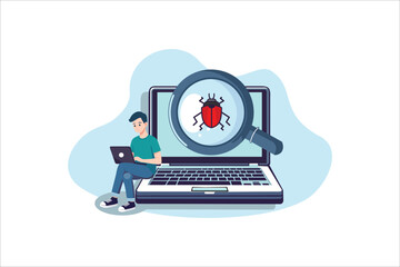 Finding bug concept. vector illustration