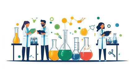 Poster - Scientists working in a laboratory.
