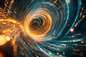 Fototapete - Vibrant, chaotic swirls of digital data streams intertwine in a mesmerizing virtual space, creating an immersive experience filled with color and energy