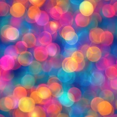 Seamless pattern of bokeh lights with colorful holographic tones