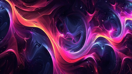 Canvas Print - Abstract Cosmic Waves in Vibrant Pink and Blue Hues