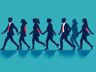 Aufkleber - Business team walking together in a row.