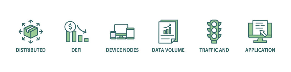 Poster - Edge computing banner web icon vector illustration concept with icon of distributed computing, application, device nodes, data volume, traffic and reduce costs