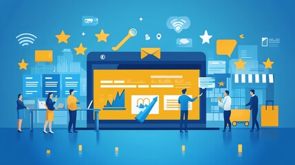 Poster - Business Team Presenting Data on Laptop.