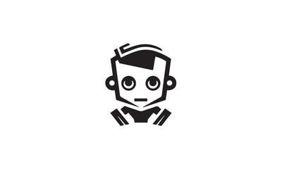 Human technology or human digital, head tech icon symbol, robot tech black logo design white background