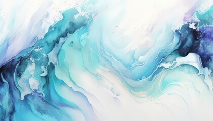 Poster - Abstract Blue and White Ink Swirls