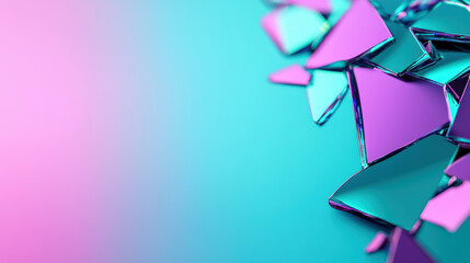 Poster - Colorful abstract background with a mix of bright pink and turquoise shards. Geometric shapes and vibrant hues create a dynamic and modern look.