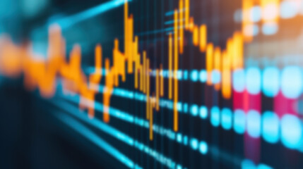 Poster - blurred abstract image of a financial graph with fluctuating data points and vibrant colors, represe