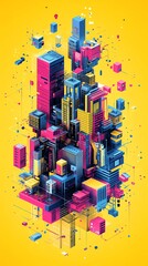 Wall Mural - Abstract Cityscape with Vibrant Colors.