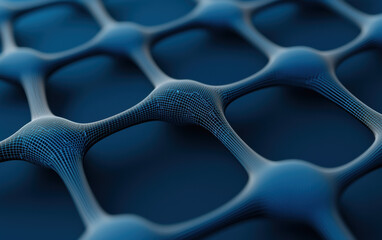 Poster - Abstract close-up of a blue grid-like structure, demonstrating molecular connectivity and technological innovation in a futuristic design.