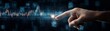 © tinnakorn - A close-up of a finger interacting with digital data, representing technology, innovation, and data analysis.