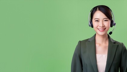 20代のオペレーターのアジア人のスーツを着た女性。（Asian female operator in her 20s wearing a suit.）
