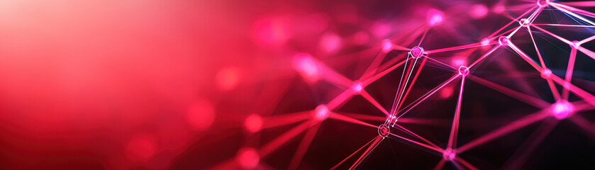 Wall Mural - Abstract digital network with red and pink nodes and connections, symbolizing modern communication and technology.