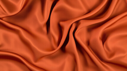 Poster - closeup of smooth, orange fabric with a luxurious, silky texture and elegant folds creating a vibran