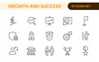 © artnazu - Growth and Success modern outline style icons set. Successful business development, plan and process symbol illustration.
