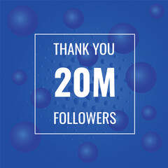 2000000 OR 20m followers celebration. Thank you 2000000 followers congratulation template banner. banner for social 20m friends and followers. celebrate subscribers and followers.
