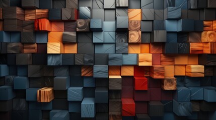 Poster - Abstract Wooden Block Wall