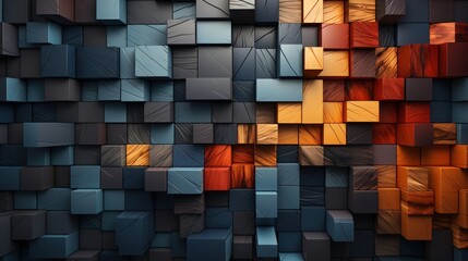 Poster - Abstract Wooden Cube Pattern