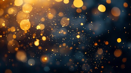 Blurred golden bokeh on black background