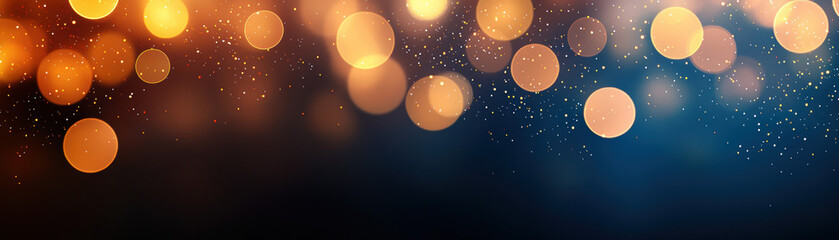 Poster - a dazzling array of golden bokeh lights creating a warm and festive atmosphere in a dark blurred bac