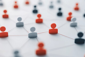 Poster - Abstract image of connected figures symbolizing networking, teamwork, and communication in a modern business environment.