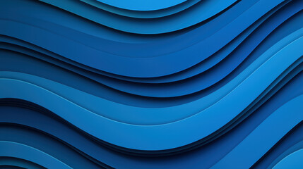 Poster - A mesmerizing abstract background with layered blue waves creating a sense of depth and motion, perfect for design projects and visual art pieces.