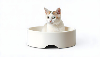 cat bowl with a high back and small base made of plastic material isolated with white highlights, png