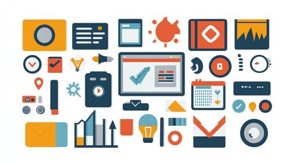 Aufkleber - Flat Design Icons for Business and Marketing.