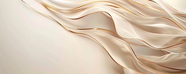 Poster - Elegant abstract design with flowing golden curves on a light background