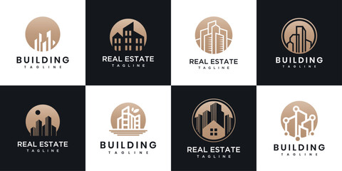 Wall Mural - Collection of building logo design templates