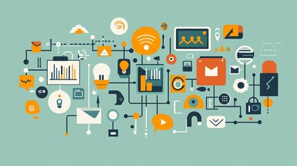 Aufkleber - Abstract illustration of interconnected network.