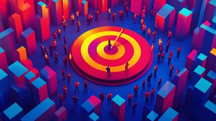 Aufkleber - People Surrounding a Bullseye Target.