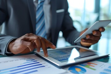 Poster - Businessman Analyzing Data on Tablet