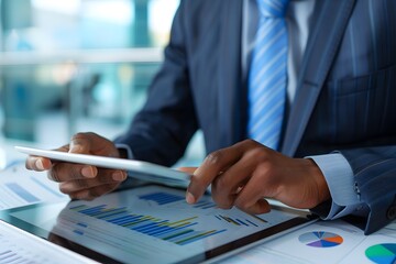 Poster - Businessman Analyzing Data on Tablet