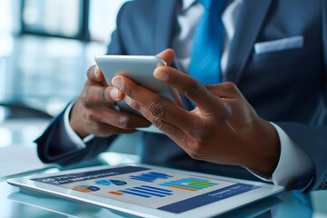 Poster - Businessman Analyzing Data on Tablet