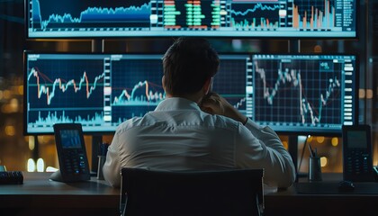 Poster - Stock Market Trader Analyzing Data